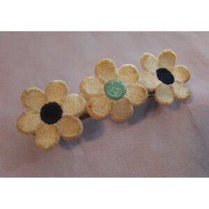 Vintage Floral Embroidered Hair Barrette With Flowers